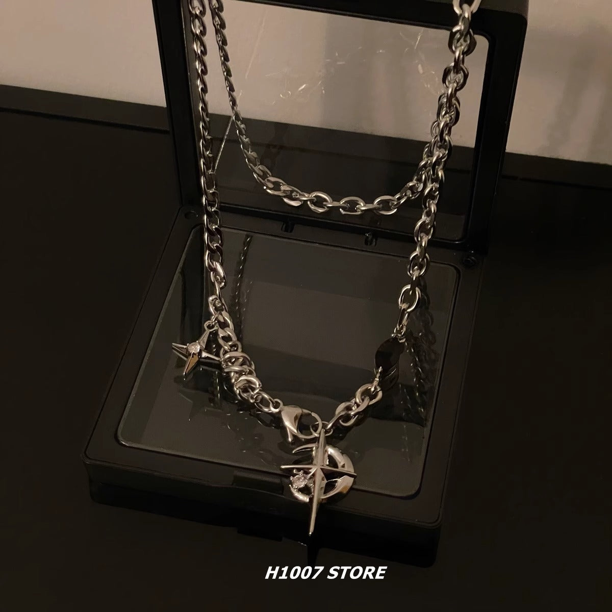 Wholesale Black gemstone star necklace